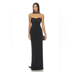 Elegant Black Strapless Evening Gown